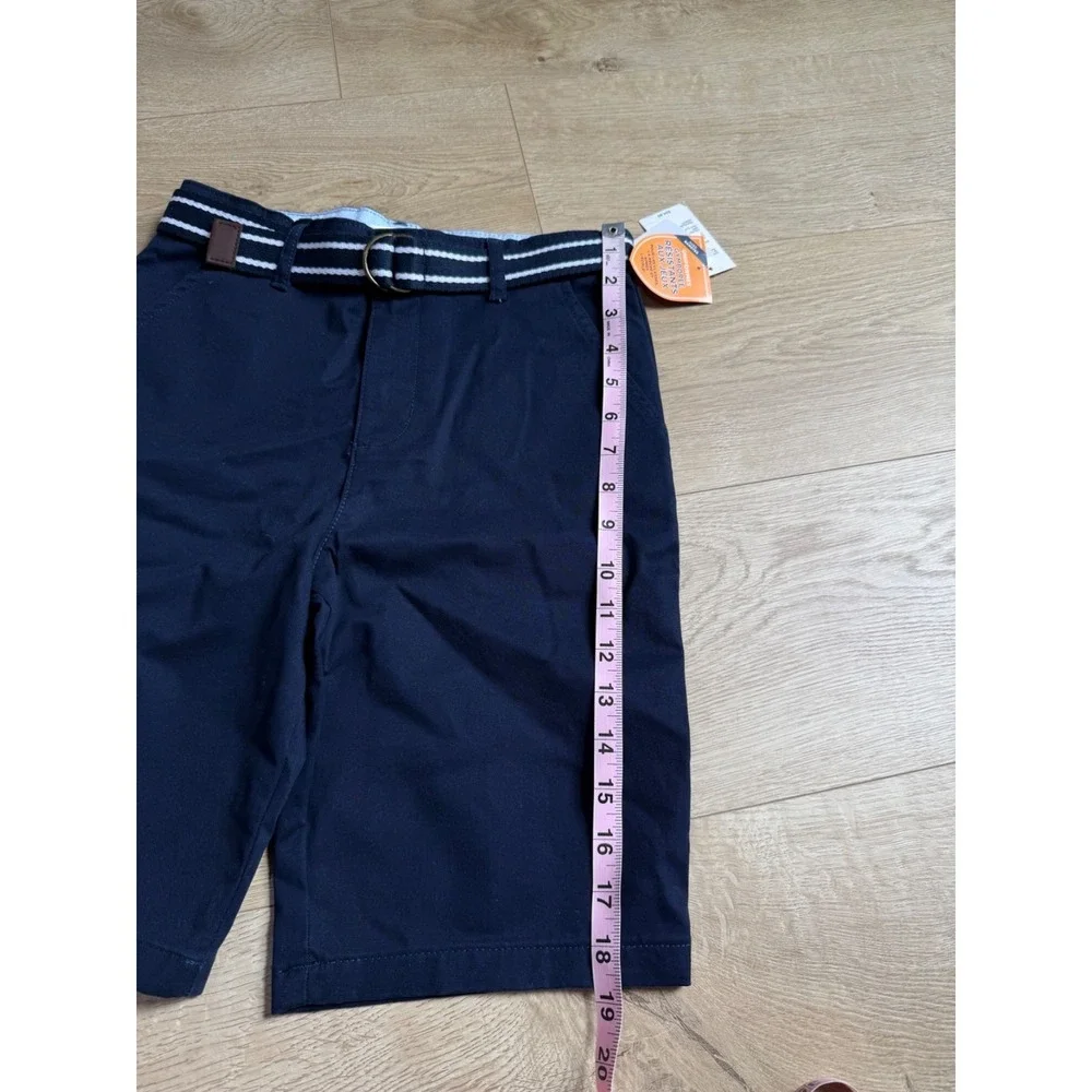 NWT Kids Boys nanotex Gymboree uniforms navy blue belted chino shorts size 12